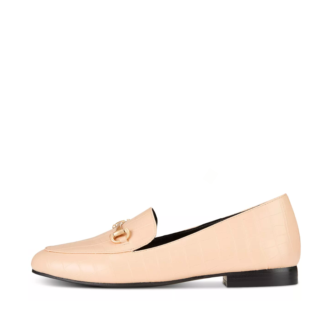 REESE Cream Crocodile-Embossed Loafers