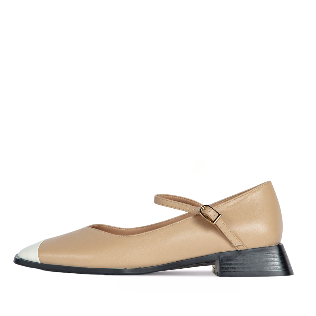 PENELOPE Nude Patent Cap-Toe Mary Jane Flats