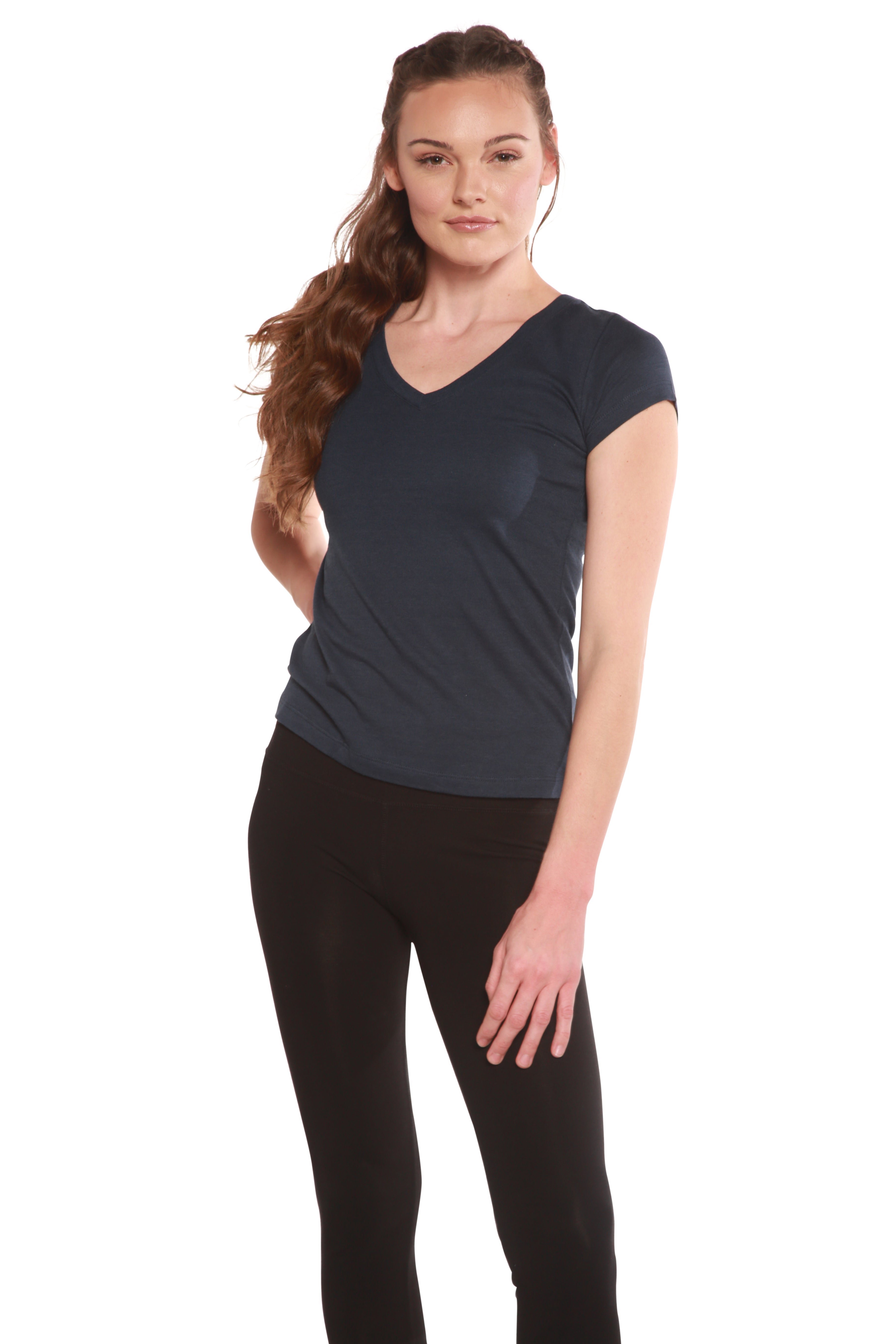 Clearance Women’s Bamboo V-Neck Cap Sleeve Tee