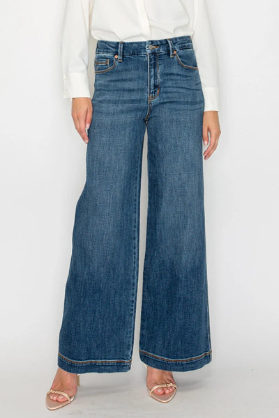 Jeans palazzo de tiro alto Genevieve Relaxed