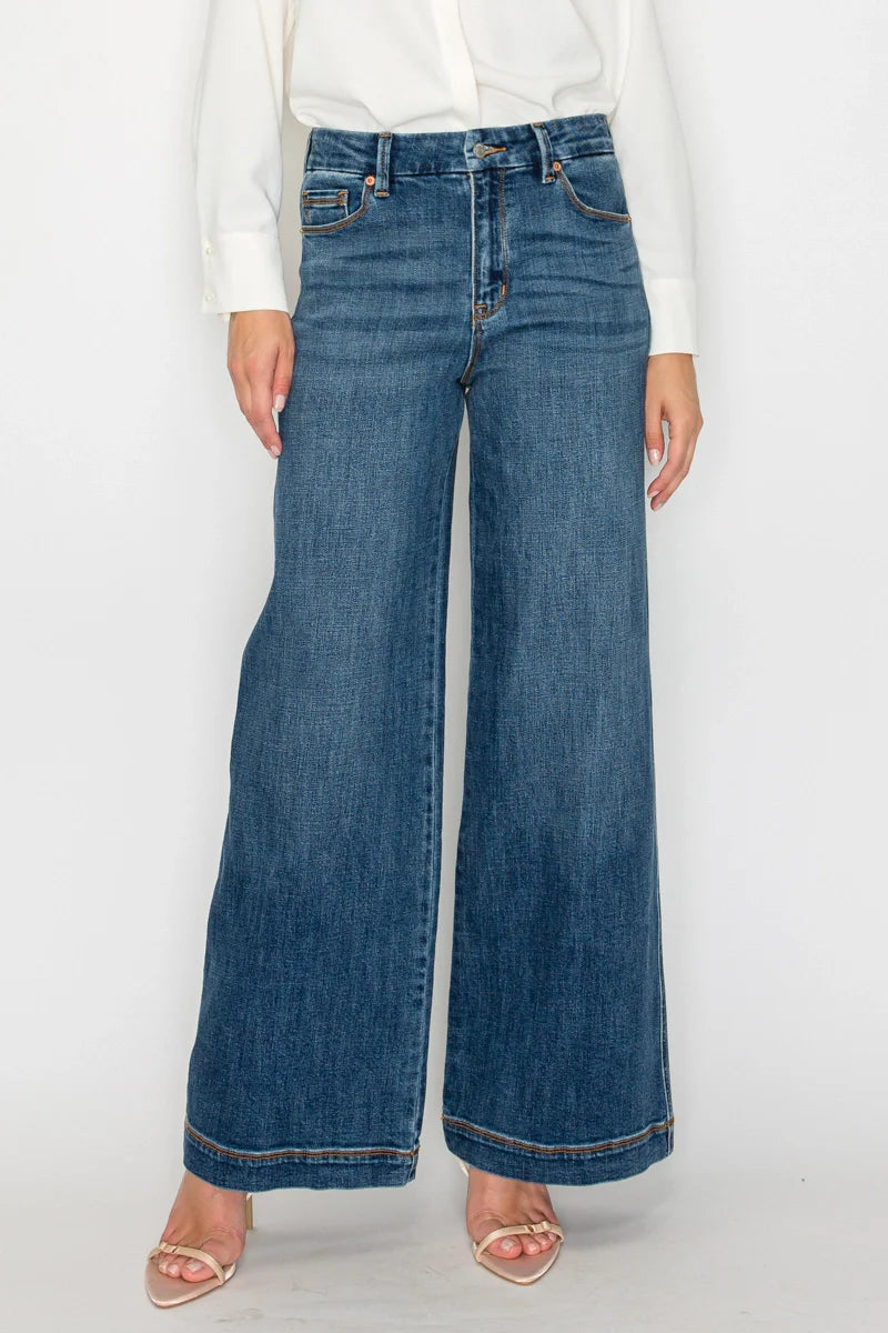 Jeans palazzo de tiro alto Genevieve Relaxed