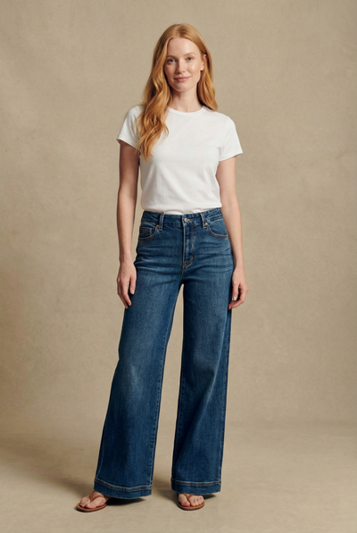 Jeans palazzo de tiro alto Genevieve Relaxed