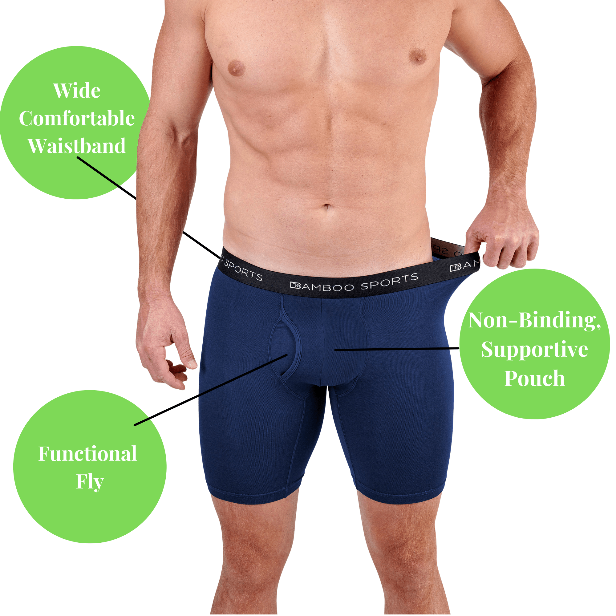 Men's Bamboo Sports Boxer Briefs - 4 Pack