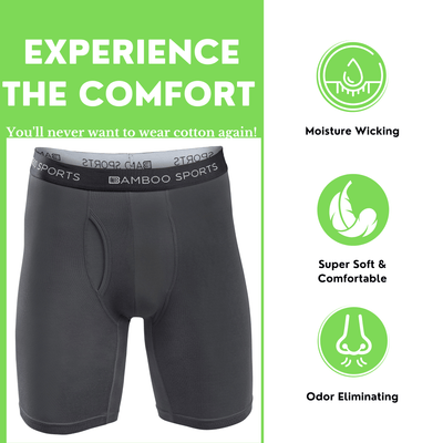 Men's Bamboo Sports Boxer Briefs - 4 Pack