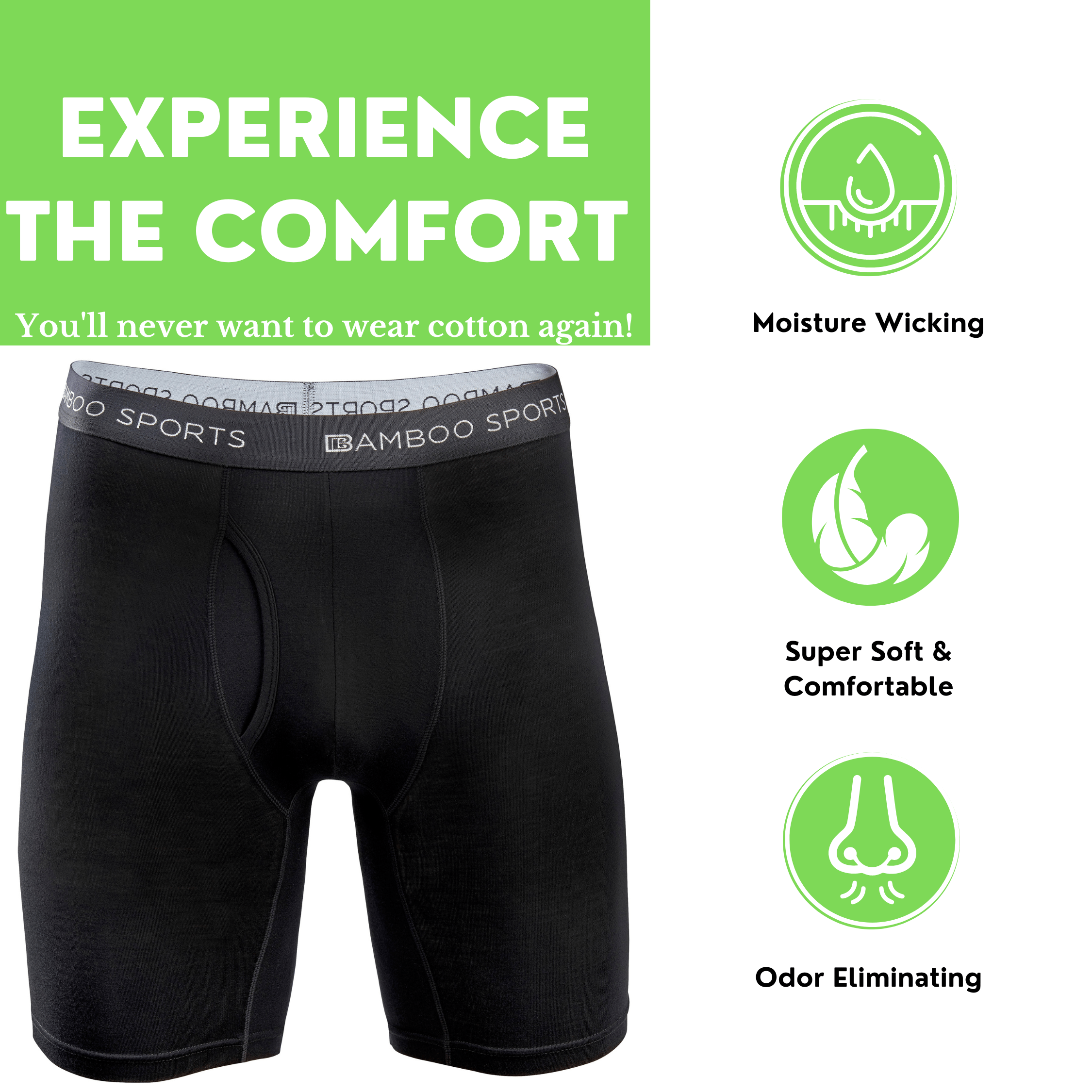 Men's Bamboo Sports Boxer Briefs - 4 Pack