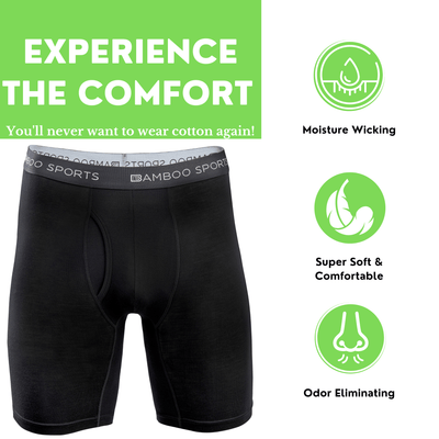 Men's Bamboo Sports Boxer Briefs - 4 Pack