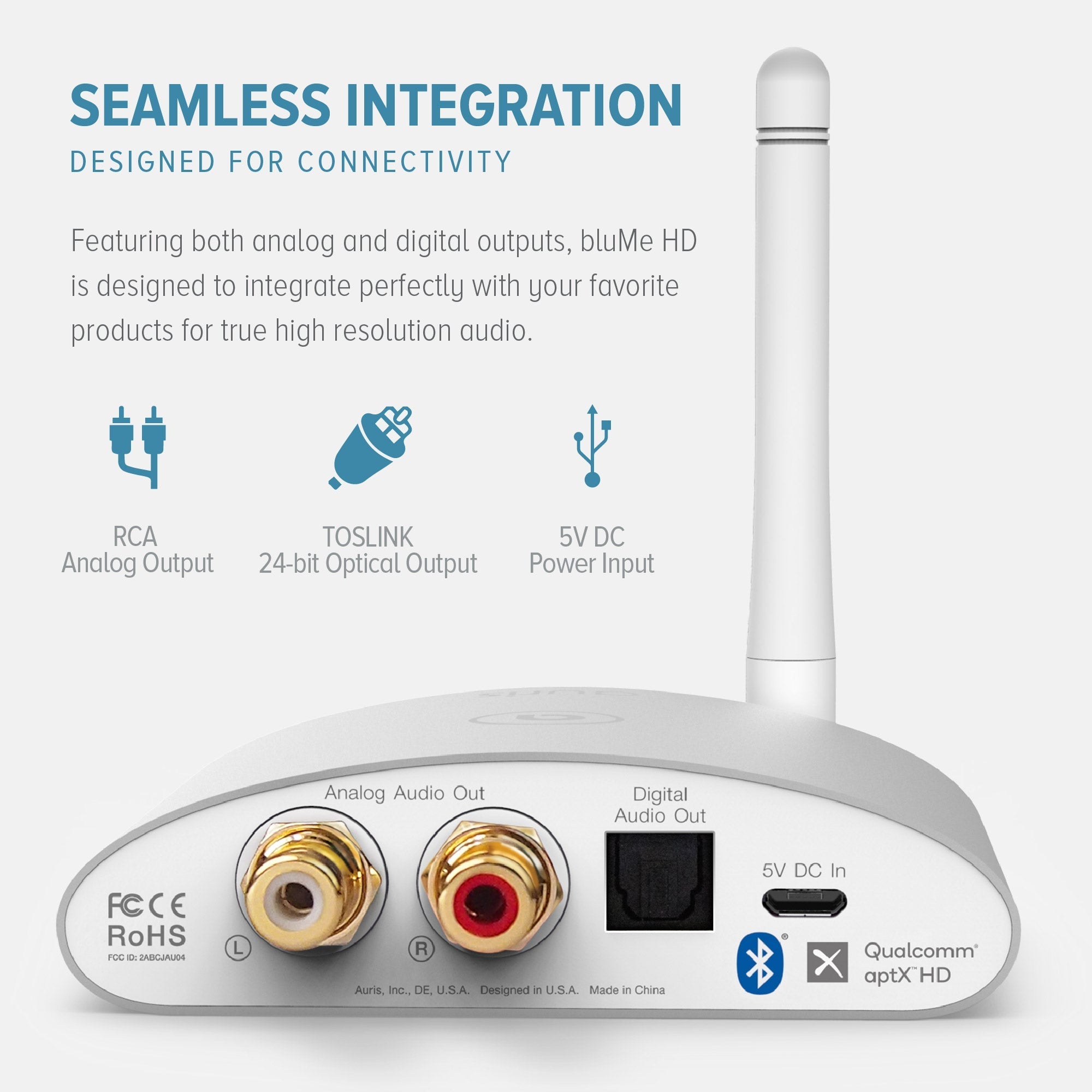 Receptor de música Bluetooth HiFi HD bluMe