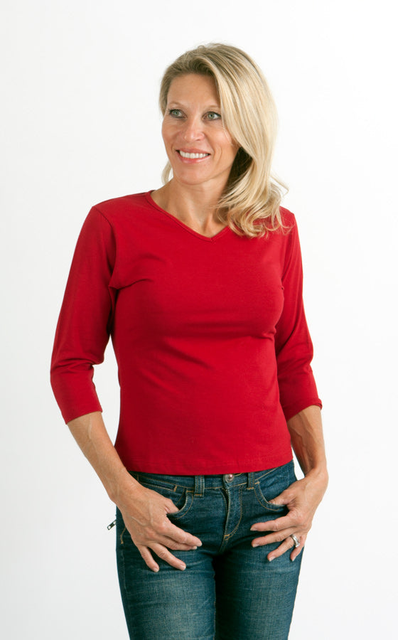 Clearance Women's Bamboo Viscose/Cotton V-Necks 3/4 Sleeve T-Shirt by Spun Bamboo – product view 8
