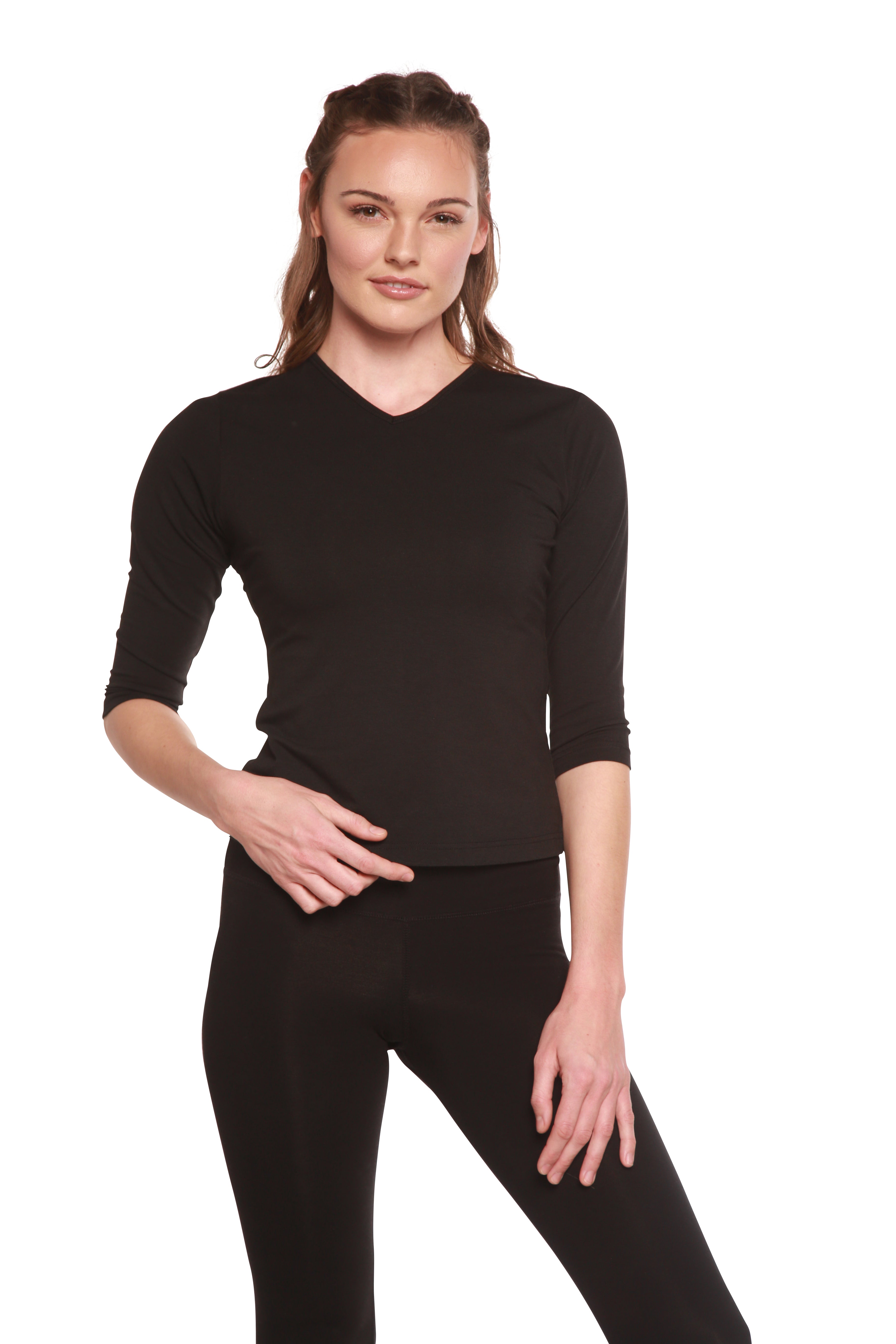 Clearance Women's Bamboo Viscose/Cotton V-Necks 3/4 Sleeve T-Shirt by Spun Bamboo – product view 4