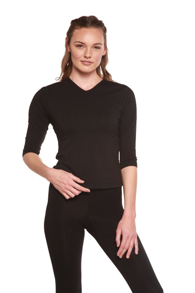 Clearance Women's Bamboo Viscose/Cotton V-Necks 3/4 Sleeve T-Shirt by Spun Bamboo – product view 4