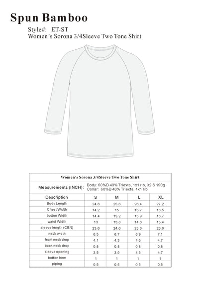 Liquidation T-shirt à manches 3/4 en rayonne de bambou/Sorona pour femme