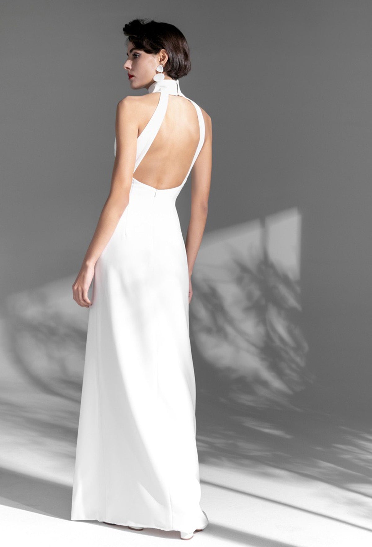 SelenaHuanStudio Halter Satin Mini Wedding Dress, product view 7.