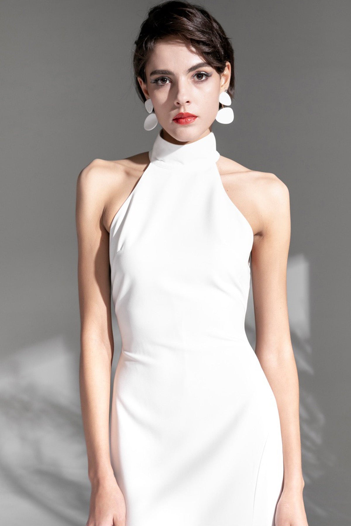 SelenaHuanStudio Halter Satin Mini Wedding Dress, product view 8.