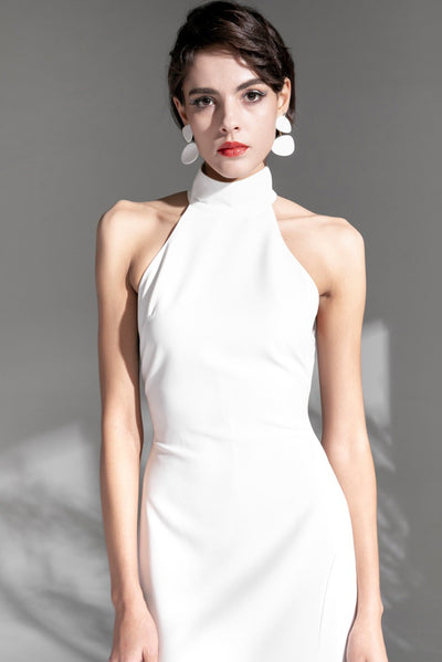SelenaHuanStudio Halter Satin Mini Wedding Dress, product view 8.