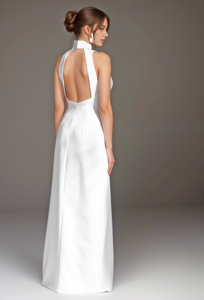 SelenaHuanStudio Halter Satin Mini Wedding Dress, product view 2.