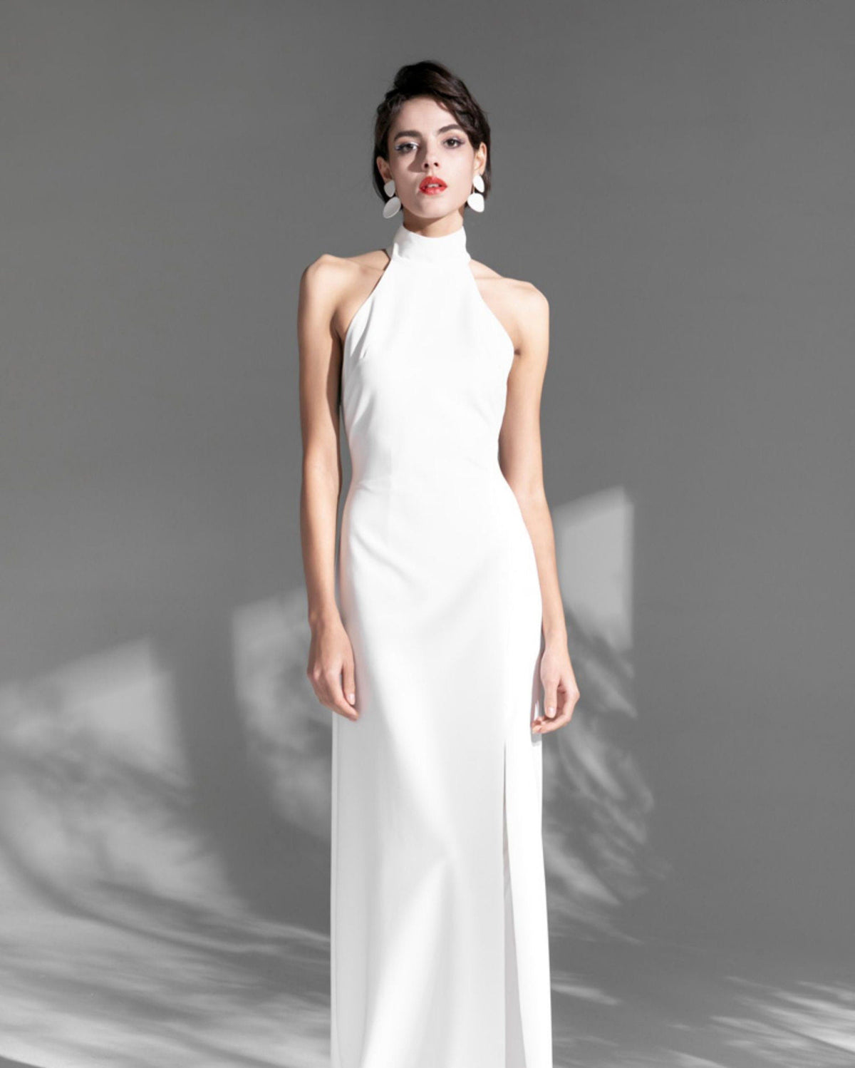 SelenaHuanStudio Halter Satin Mini Wedding Dress, product view 4.