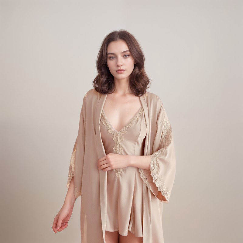 SelenaHuanStudio Lace-Hem Silky Bridal Lingerie Set, product view 4.