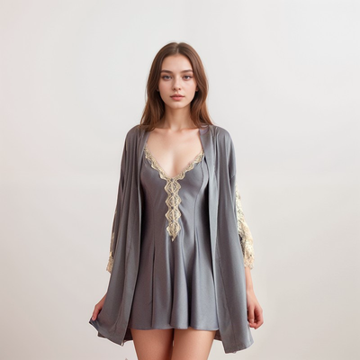 SelenaHuanStudio Lace-Hem Silky Bridal Lingerie Set, product view 6.