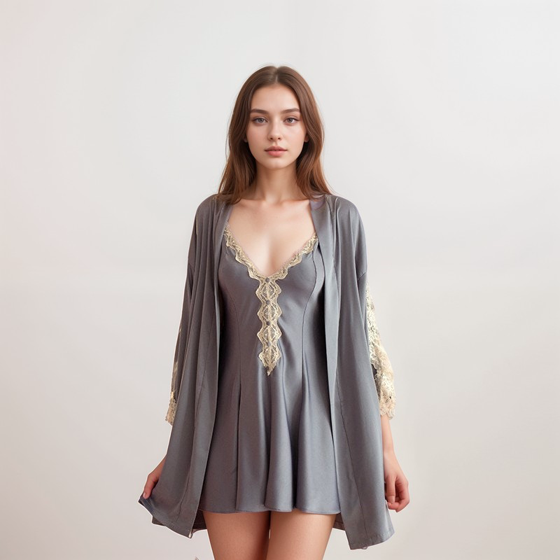SelenaHuanStudio Lace-Hem Silky Bridal Lingerie Set, product view 6.