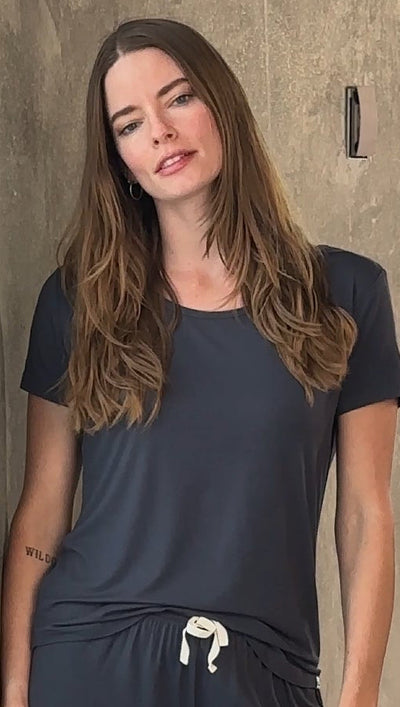 Women’s Bamboo Lounge Set - Lounge T-Shirt + Lounge Shorts by Spun Bamboo – product view 9