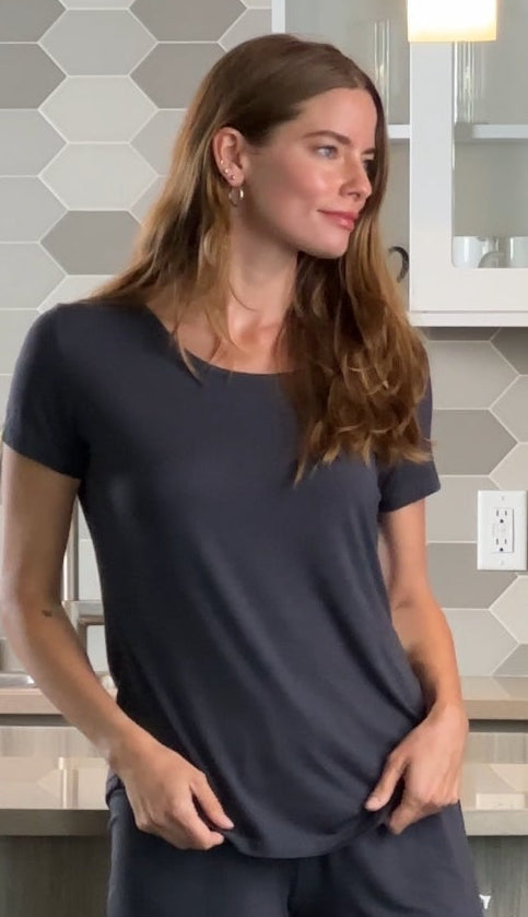 Women’s Bamboo Lounge Set - Lounge T-Shirt + Lounge Shorts by Spun Bamboo – product view 7