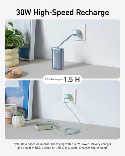 Batterie externe Anker Nano (30W, câble USB-C intégré)