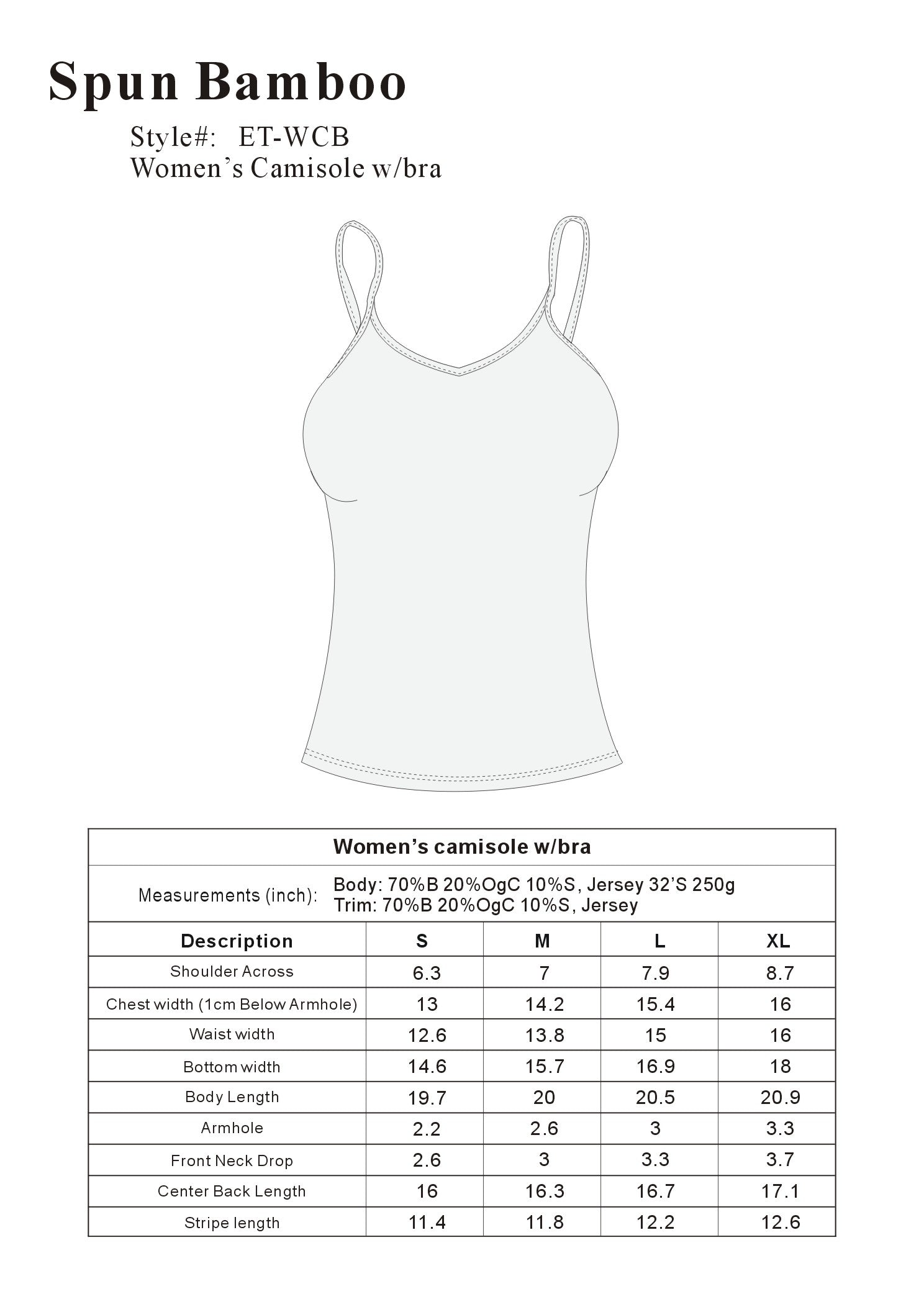Débardeur femme en bambou/coton avec soutien-gorge intégré – Liquidation