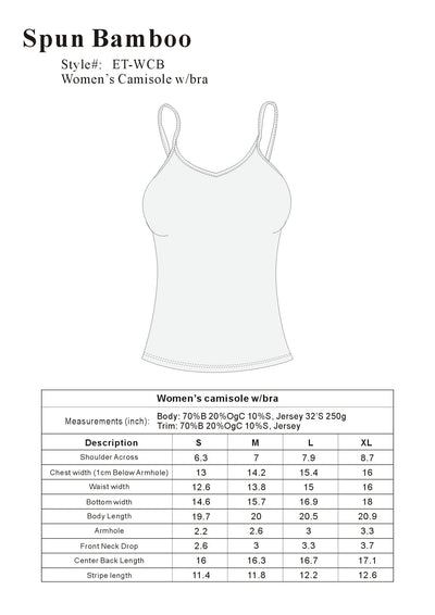 Débardeur femme en bambou/coton avec soutien-gorge intégré – Liquidation