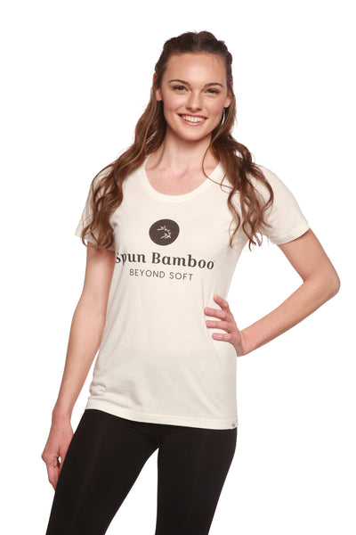 T-shirt pour femme en bambou filé avec logo en viscose de bambou/coton biologique