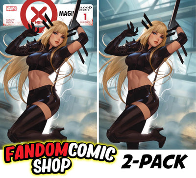 Leirix Li trade-dress and virgin variant-cover set for Marvel’s X-Men: Blood Hunt – Magik #1.